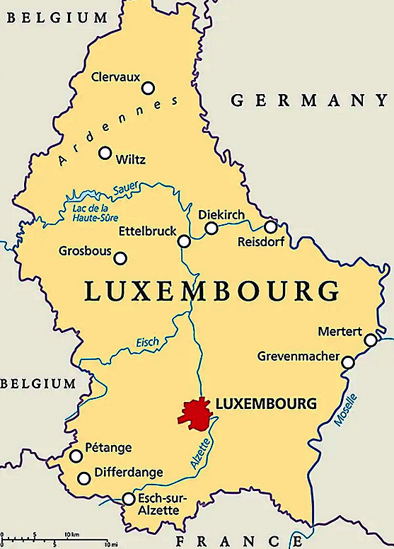 Карта Люксембурга на английском языке - Map of Luxembourg
