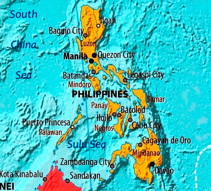 Map of Philippines in english (Карта Филиппин на английском языке с городами)