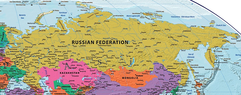 Rússia mapa em inglês
