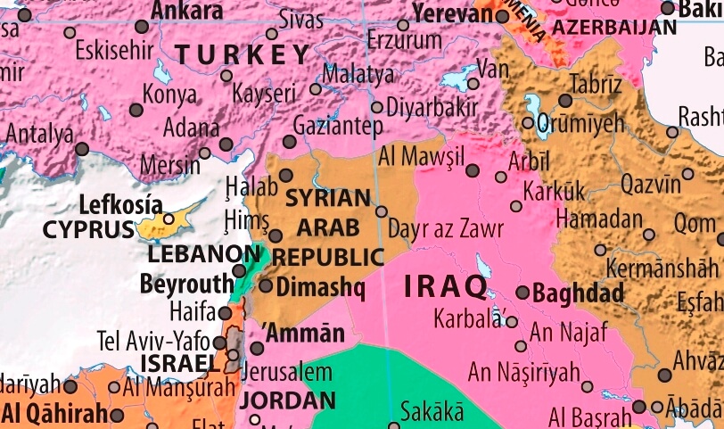 Map of Syrian Arab Republic in english (Карта Сирии на английском языке с городами)