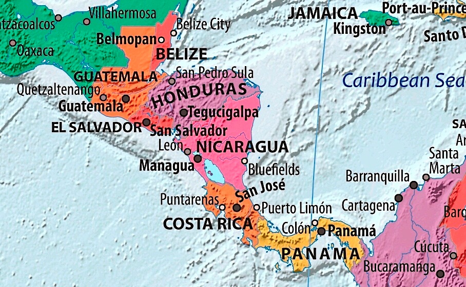 Map of Central America (     )