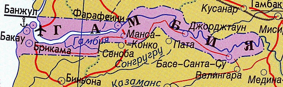 Карта Гамбии на русском языке