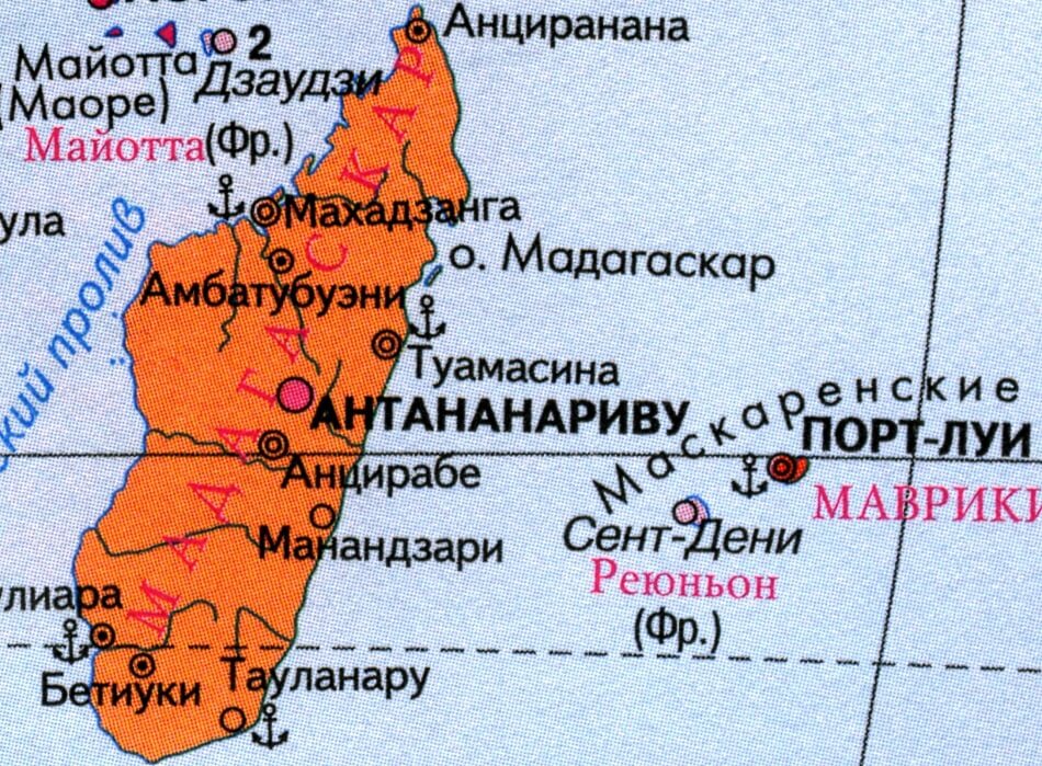Карта Мадагаскара на русском языке с городами