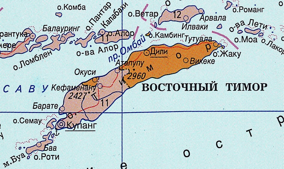 Карта Восточного Тимора на русском языке