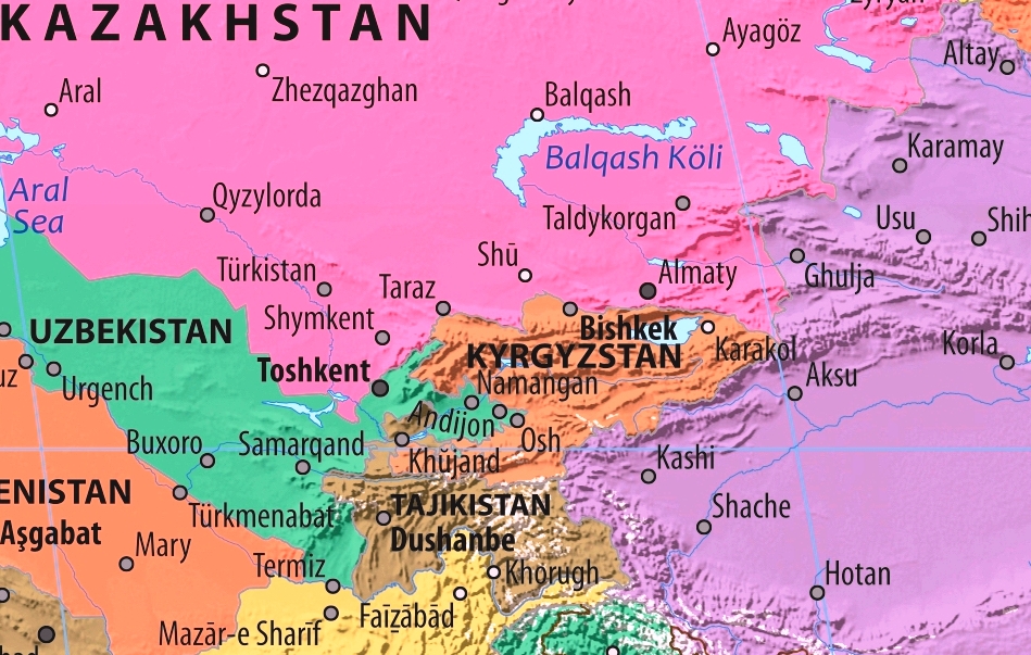 Кыргызстандын картасы англис тилинде