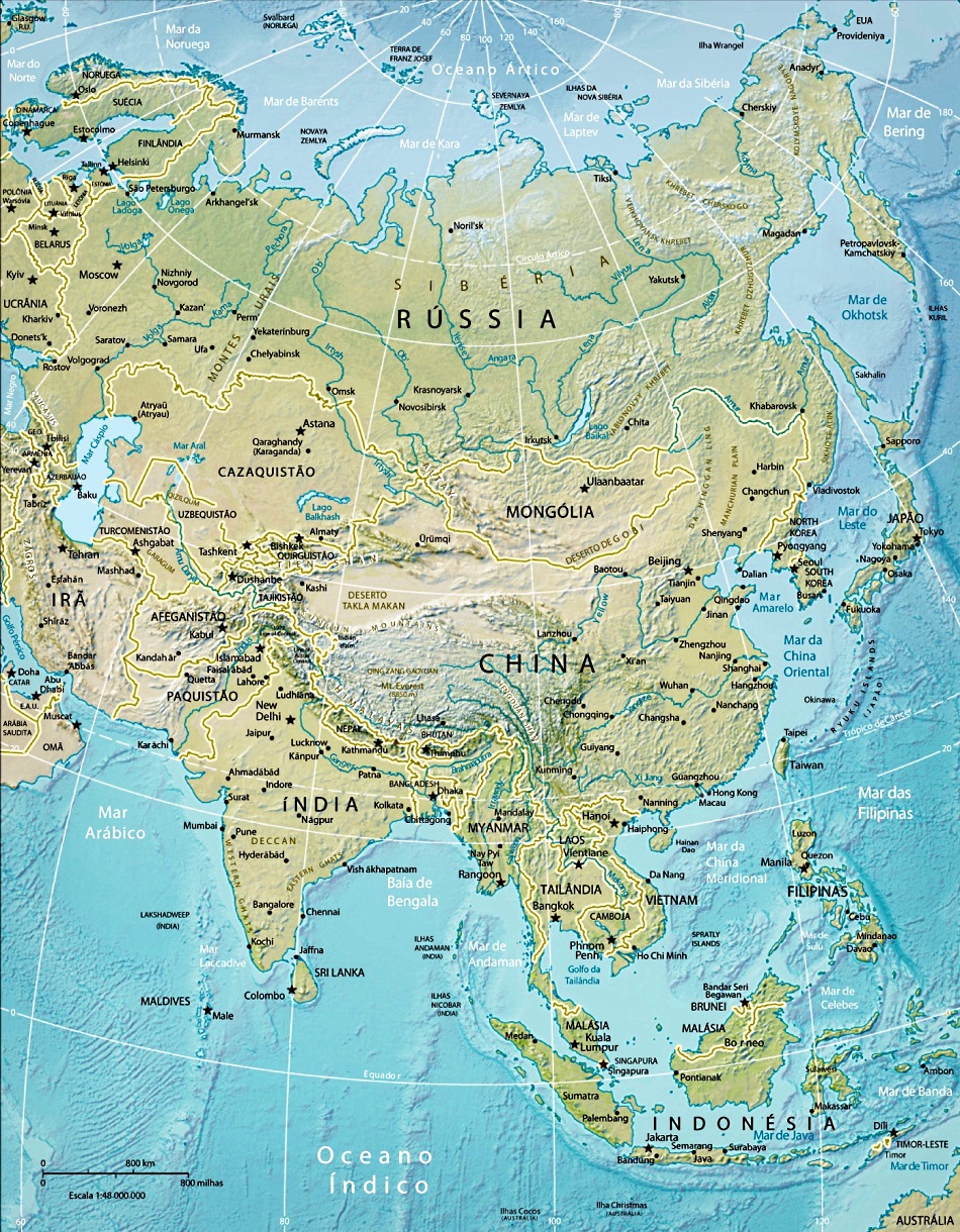 Азия картасы географиялық