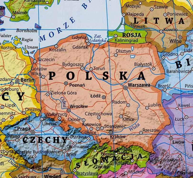 Карта Польши на польском языке