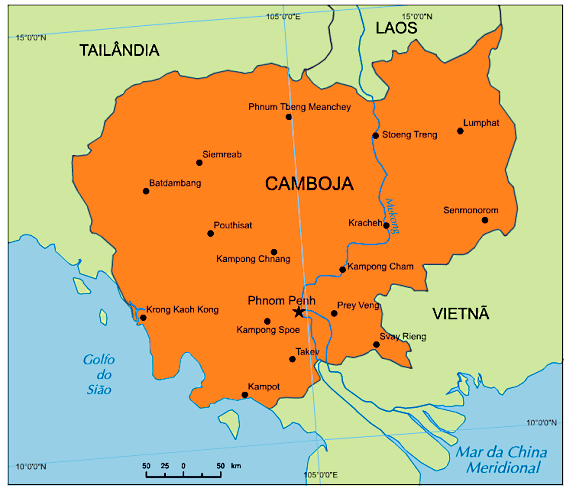 Mapa do Camboja