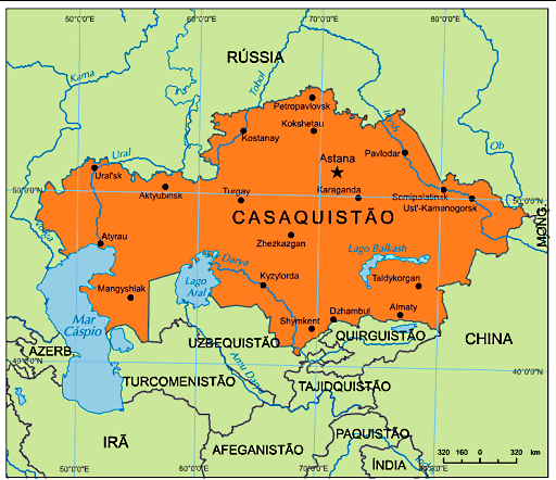 Mapa do Cazaquistao