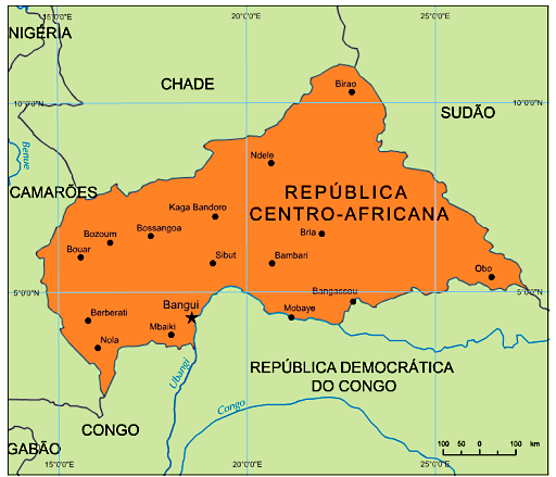 Mapa da Republica Centro-Africana