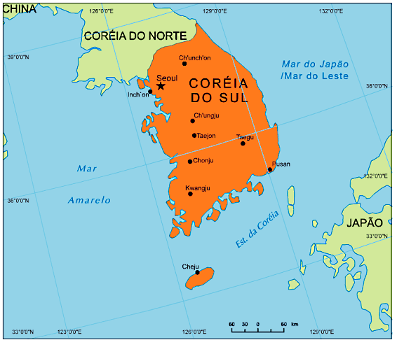 Mapa da Coreia do Sul