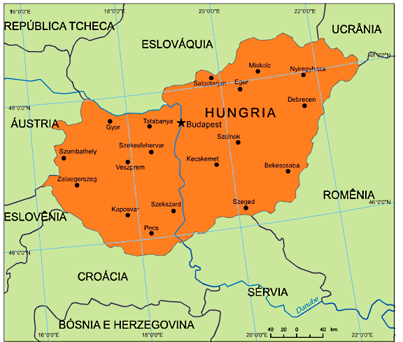 Mapa da Hungria