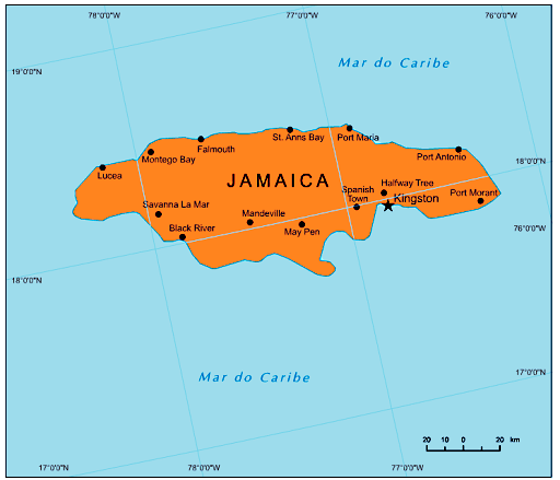Mapa da Jamaica