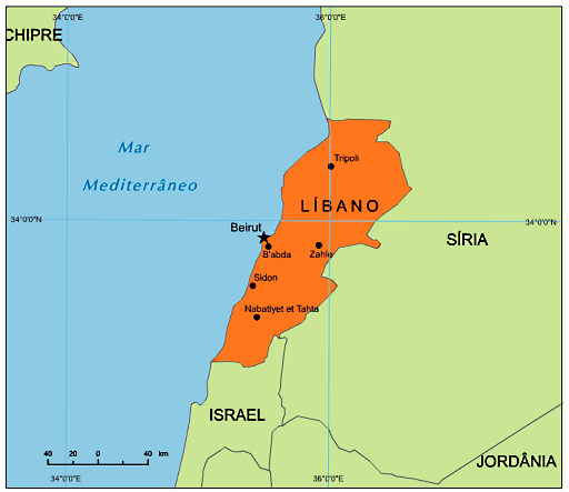 Mapa do Libano