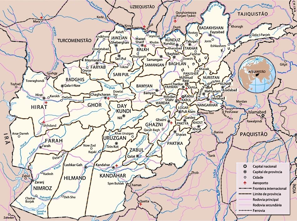 Mapa de Afeganistao