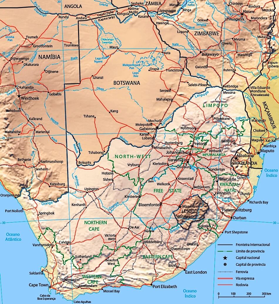 Mapa da Africa do Sul