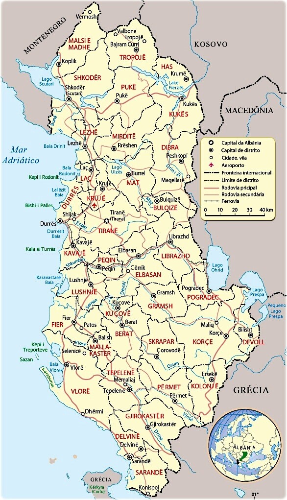 Mapa da Albania