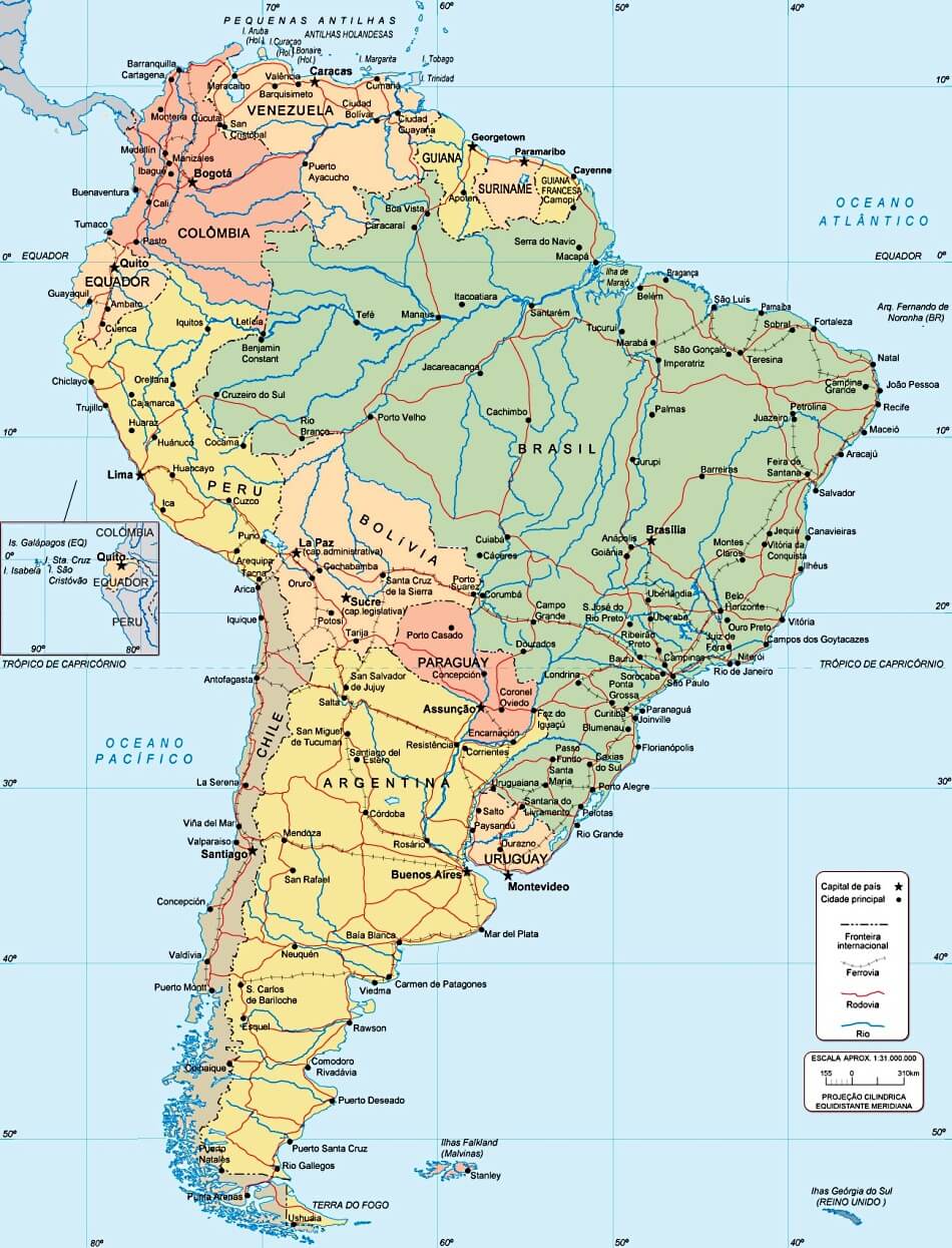 Mapa da America do Sul