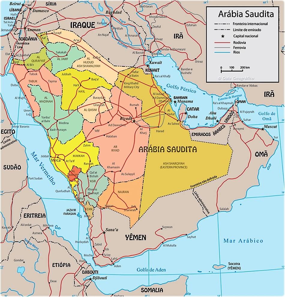 Mapa da Arabia Saudita