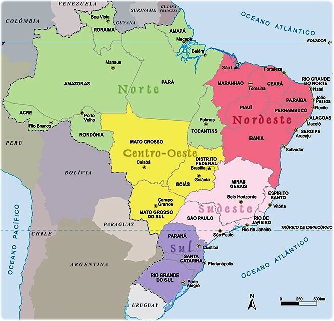 Mapa do Brasil com cidades