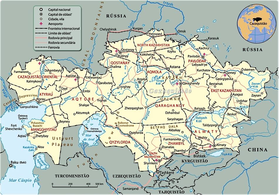 Mapa do Cazaquistao