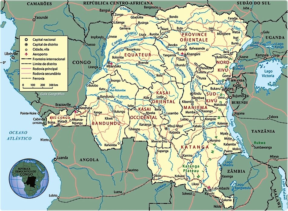 Mapa da Republica Democratica do Congo