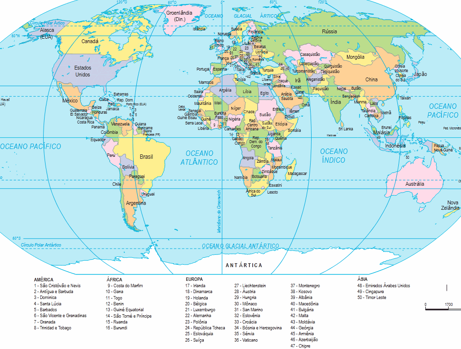 Mapa del mundo con países