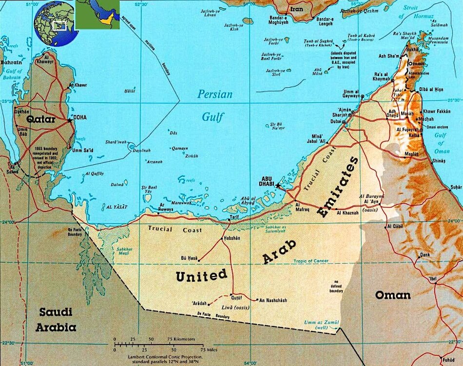 Mapa dos Emirados Arabes Unidos