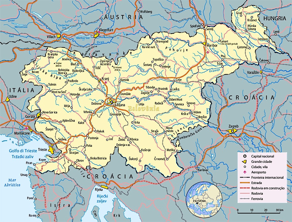 Mapa da Eslovenia