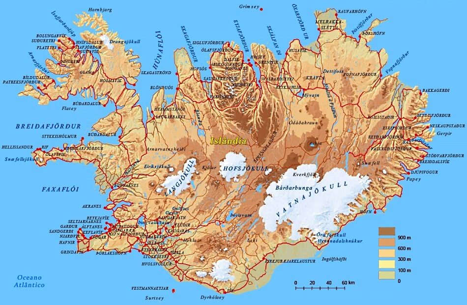 Mapa da Islandia