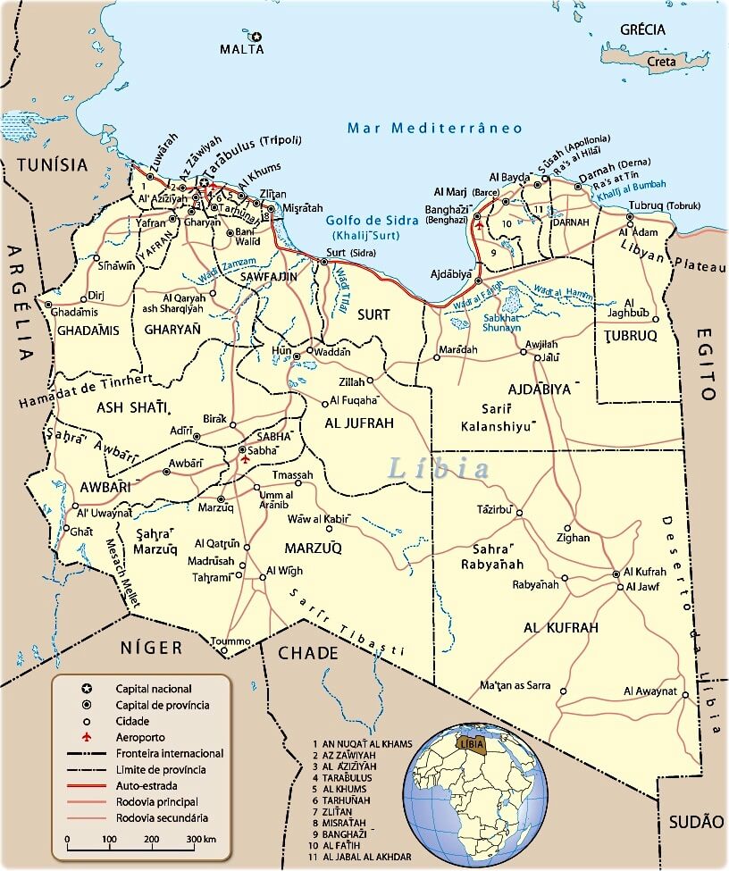 Mapa da Libia