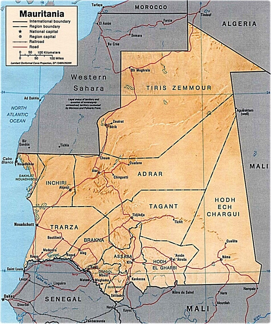 Mapa da Mauritania