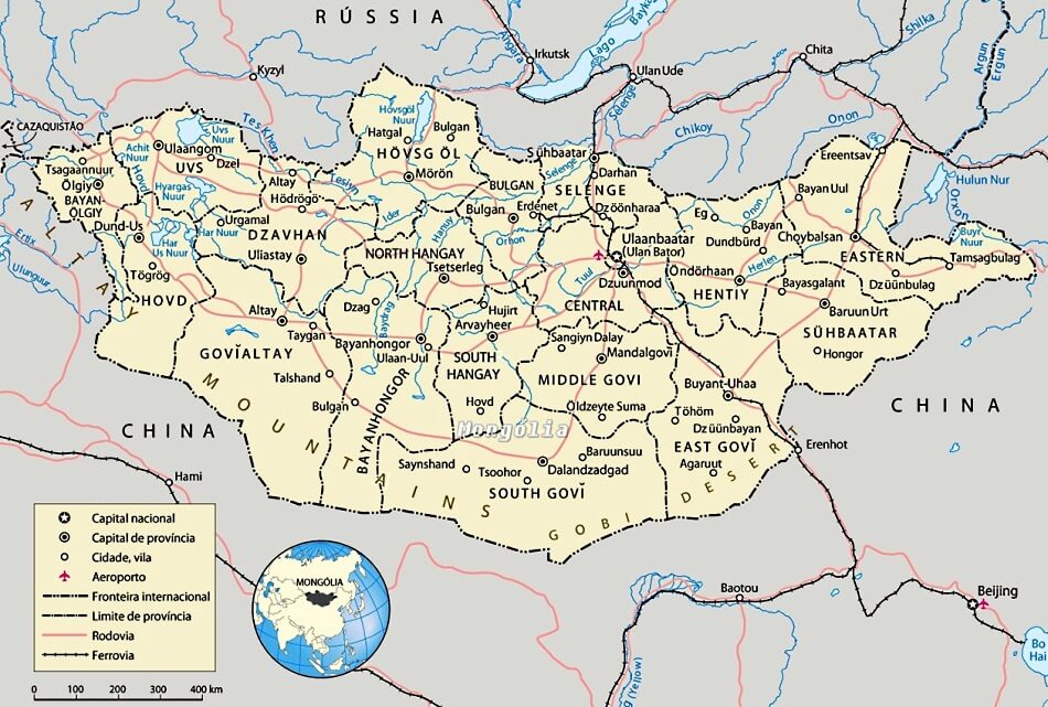 Mapa da Mongolia