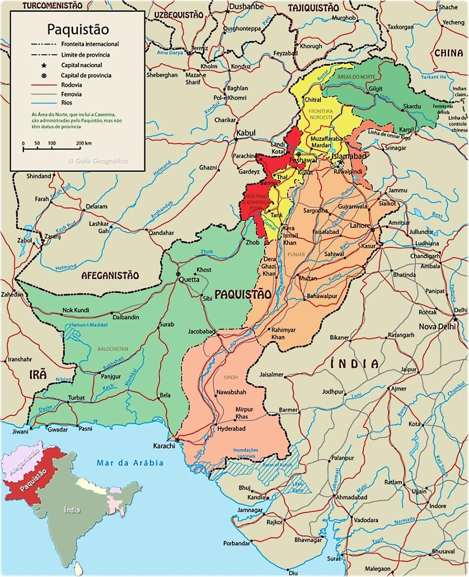 Mapa do Paquistao