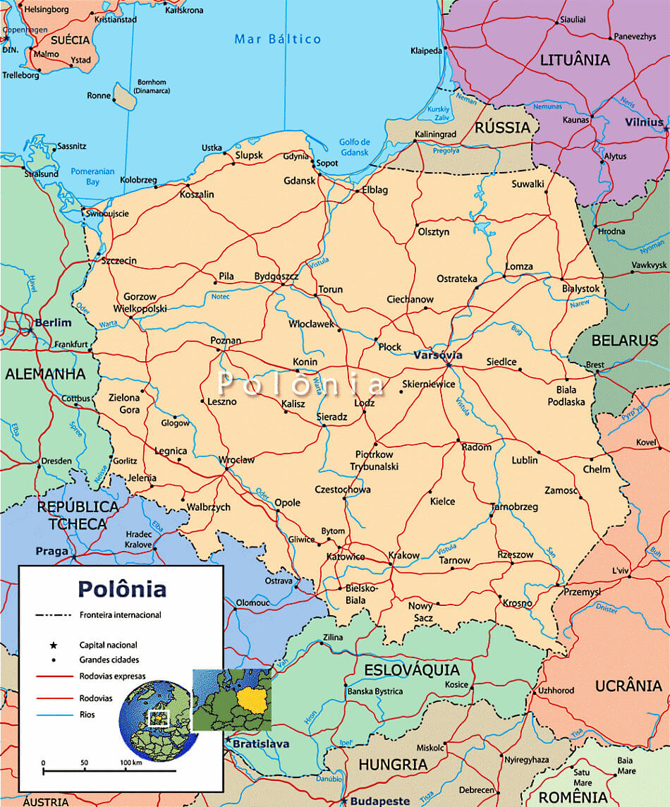 Mapa da Polonia