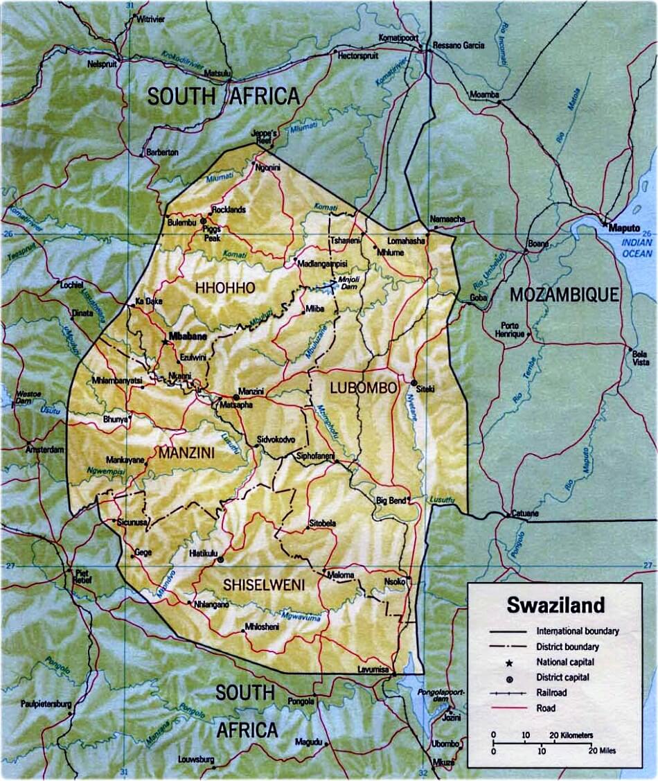 Mapa da Suazilandia