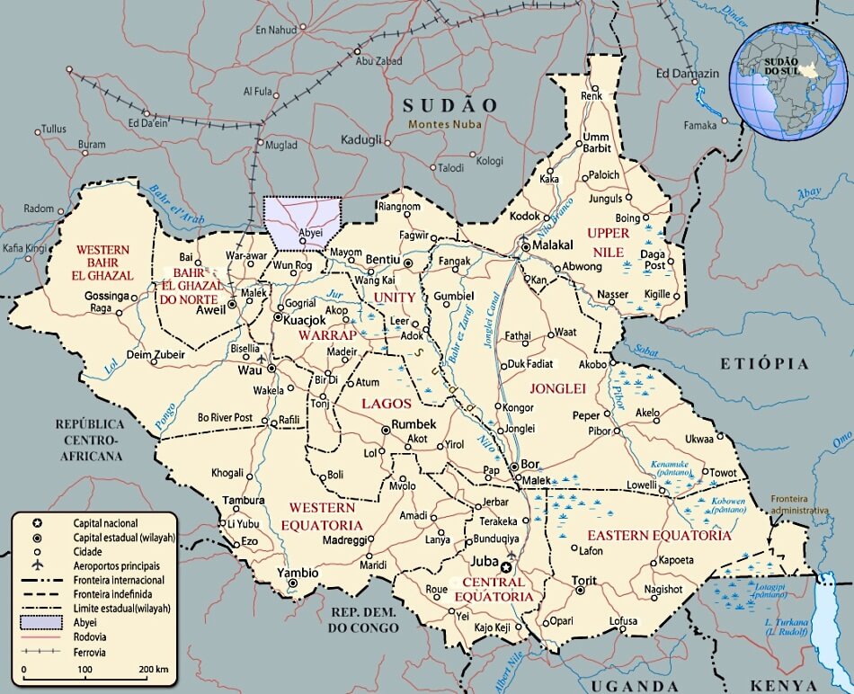 Mapa do Sudao do Sul