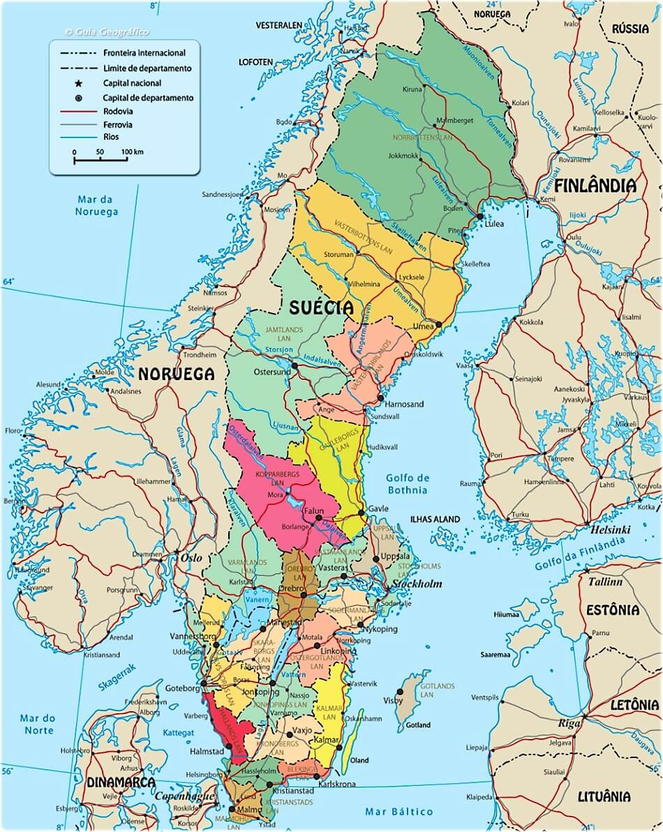 Mapa da Suecia