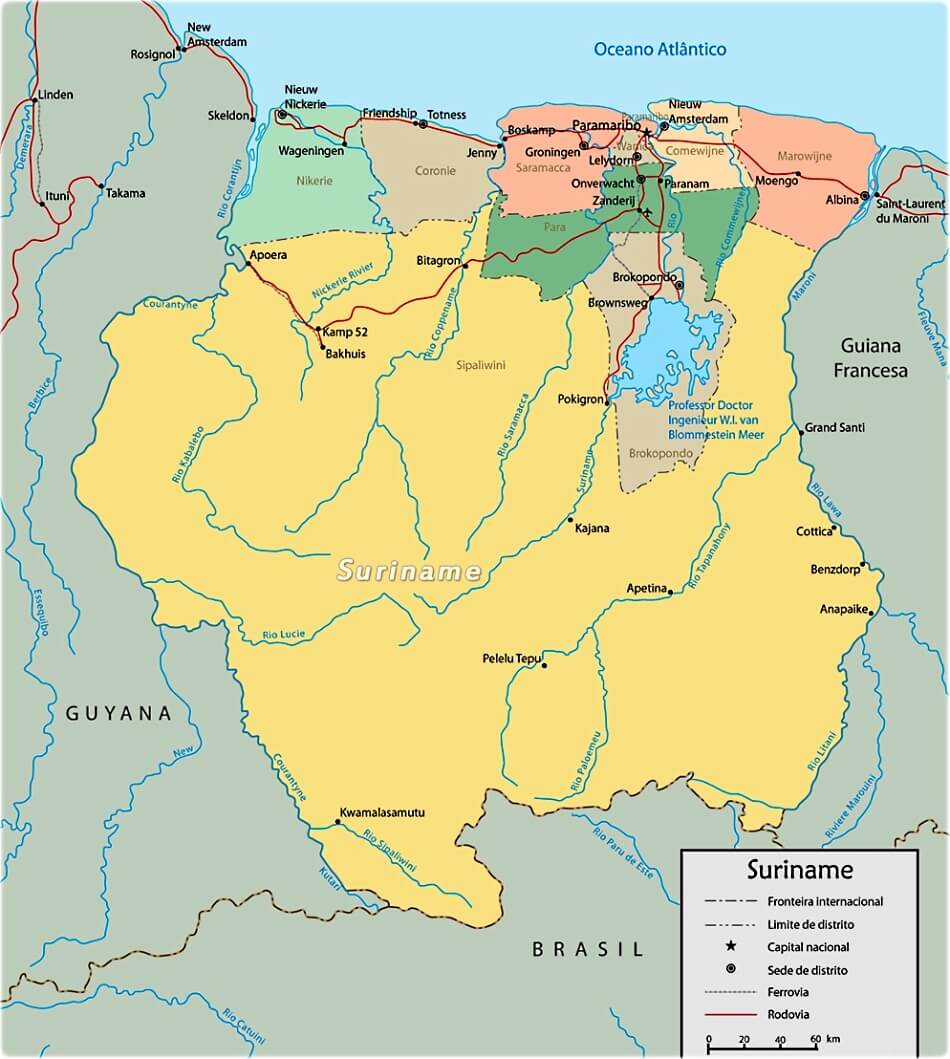 Mapa do Suriname