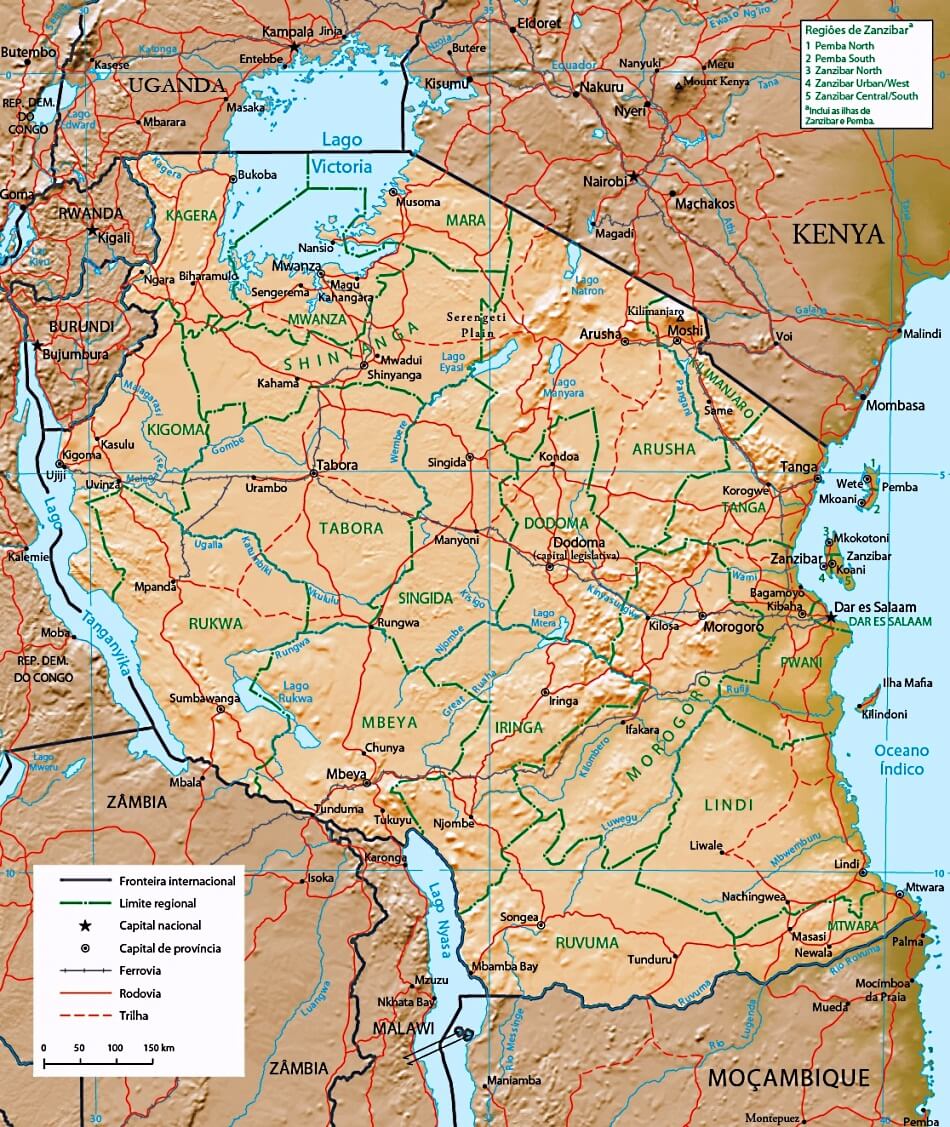 Mapa da Tanzania