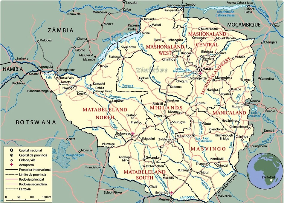 Mapa do Zimbabue