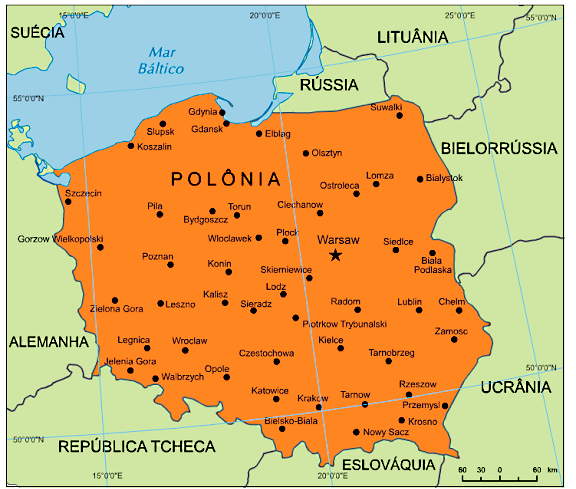 Mapa da Polonia