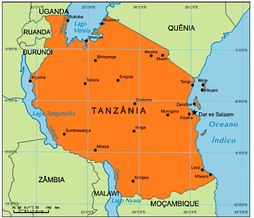 Mapa da Tanzania