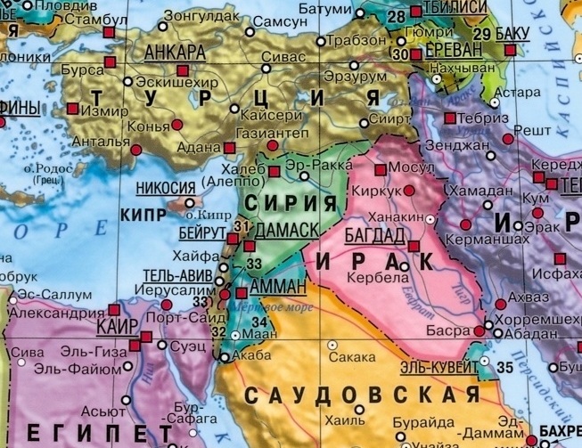 Карта Сирии на русском языке с границами
