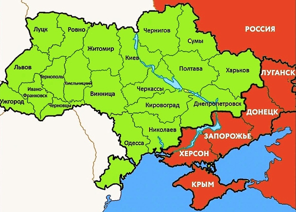 Карта Украины и России