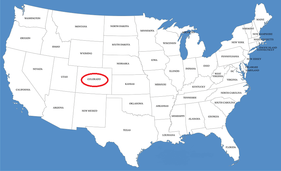 Colorado en el mapa de Estados Unidos
