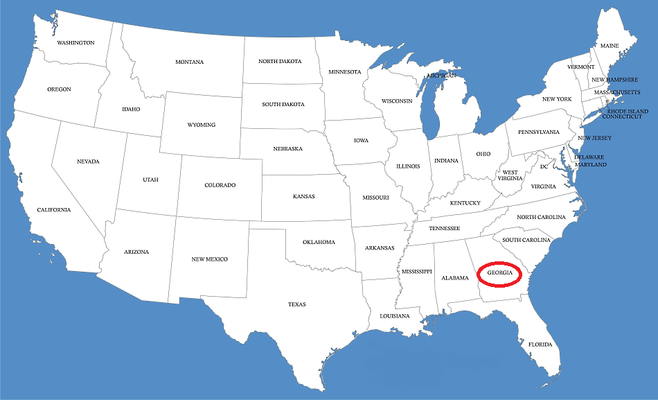 Georgia en el mapa de Estados Unidos