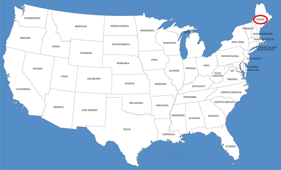 Maine en el mapa de Estados Unidos