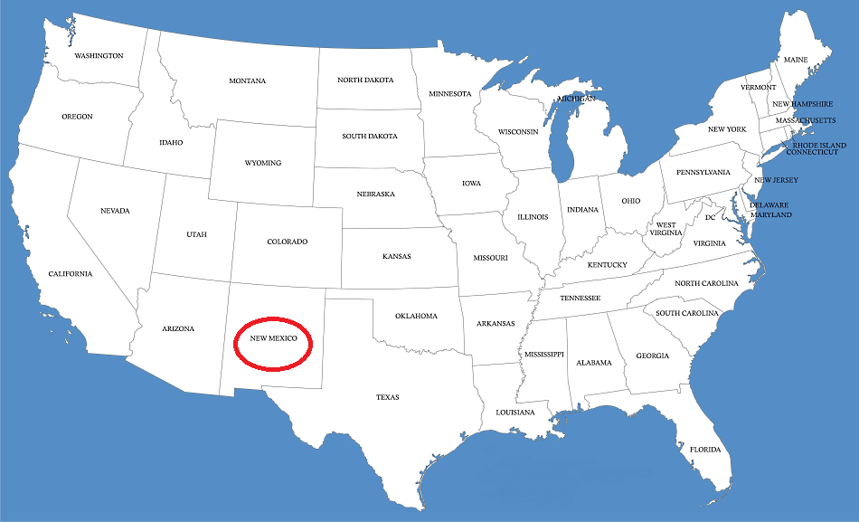 Nuevo México en el mapa de Estados Unidos